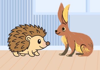 Teātra izrāde par zaķi un ezi